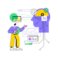 Interactive Data Visualization by AI abstract concept vector illustration.