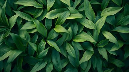 Dark Green Lush Leaves Abstract Background