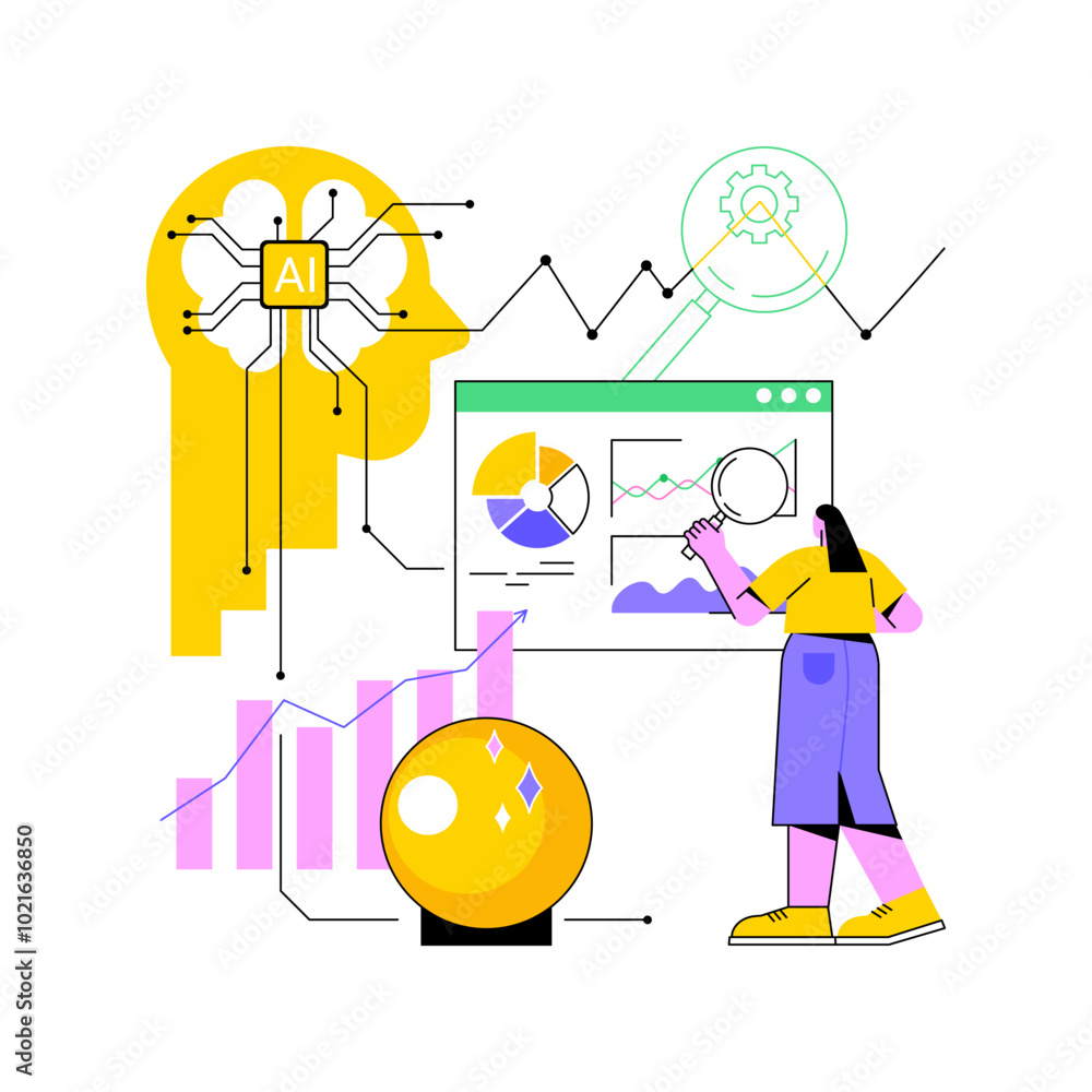 Poster ai-generated predictive insights abstract concept vector illustration.