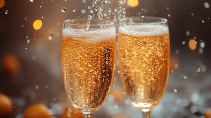 Two glasses of sparkling wine close-up