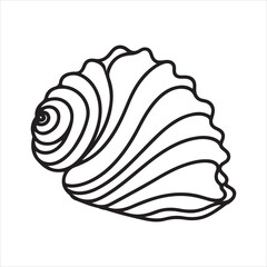 single one line seashell silhouette on white background
