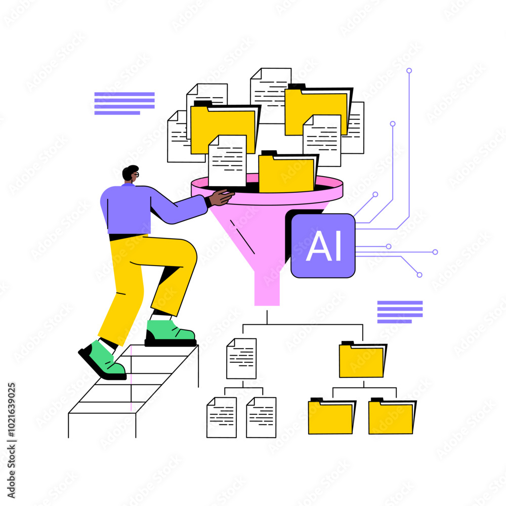 Poster ai-automated data preprocessing abstract concept vector illustration.