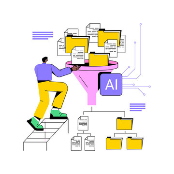 AI-Automated Data Preprocessing abstract concept vector illustration.