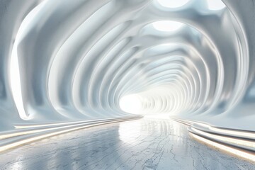 Fototapeta premium Abstract Futuristic Architectural Tunnel Interior Design