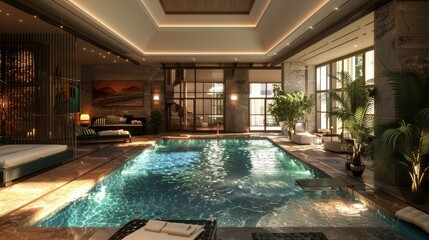 Indoor Luxury Swimming Pool Design with Luxurious Interior