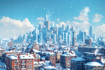 Obraz premium Snowy Cityscape Illustration