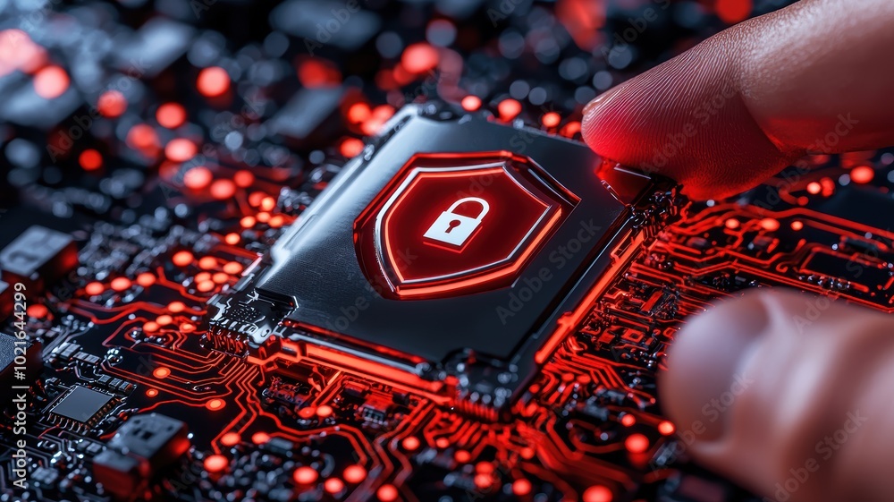 Poster digital security concept with circuit board
