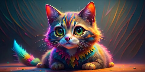 Whimsical Cartoon Cat Drawing with Playful Expressions and Colorful Fur in a Creative Style