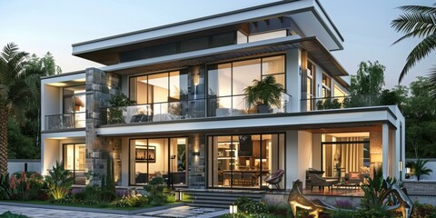 Fototapeta premium Modern Mansion Exterior Design