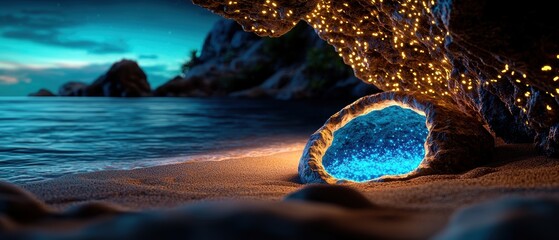 Naklejka premium Design of a Mystical Beach Scene