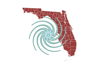 Mapa rojo de Florida con huracán al lado © Gabrieuskal