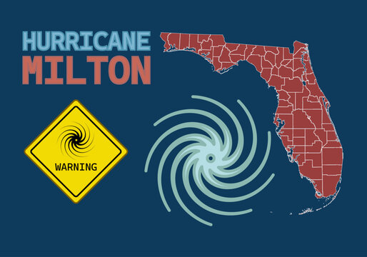 Mapa de Florida con aviso por peligro del Hurac&aacute;n Milton 