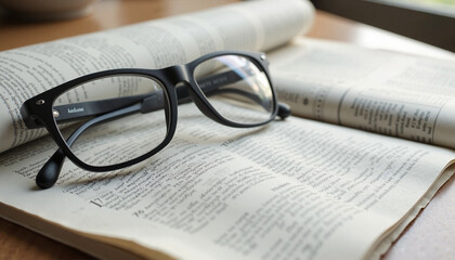 Reading Glasses on Folded Newspaper