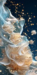Abstract Floral Design with Sparkling Particles