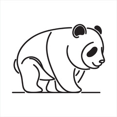 single one line panda silhouette on white background
