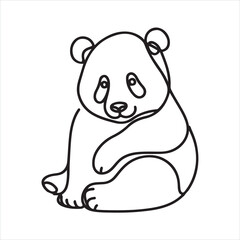 Naklejka premium single one line panda silhouette on white background 