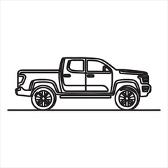Obraz premium single one line vehicle silhouette on white background 