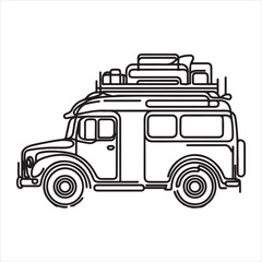 single one line vehicle silhouette on white background
