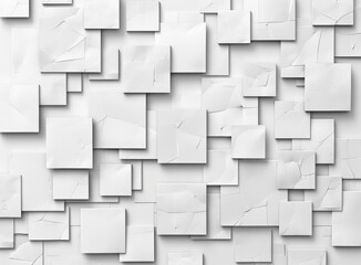 White crumpled paper squares background