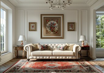Classic Living Room Interior Design Illustration