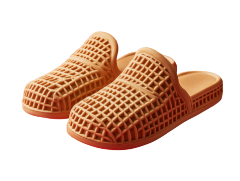 a pair of slippers with a pattern on them