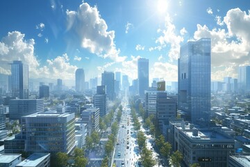 Fototapeta premium Modern Cityscape Panorama under a Clear Sky