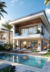 Modern Villa with Swimming Pool Exterior Design