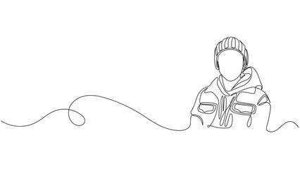 Figure wearing winter clothes. Continuous line drawing illustration eps 10