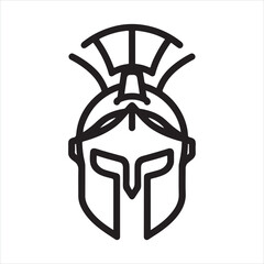 single one line spartan Helmet silhouette on white background
