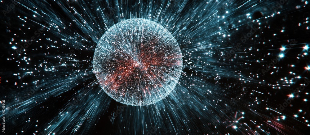 Poster abstract image of a new year ball in the form of a starry sky or space