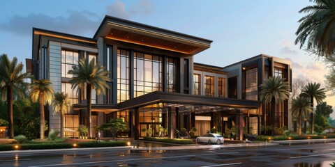 Fototapeta premium Modern Elegant Luxury Hotel Exterior Design