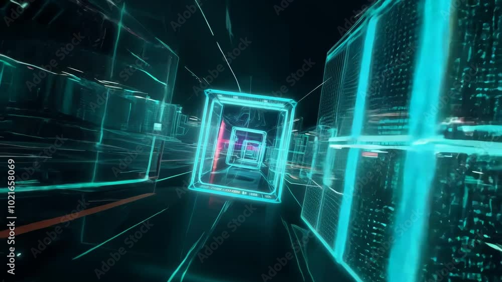 Aufkleber virtual data center corridor with cloud servers providing compute power