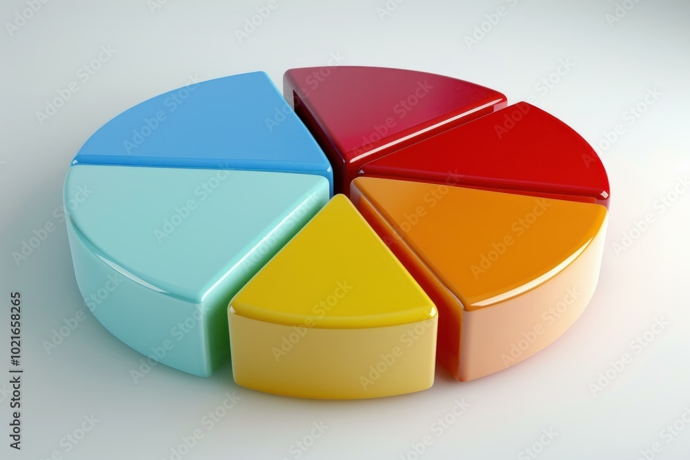Aufkleber 3d pie chart with segments of different sizes representing market share