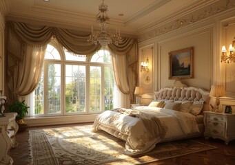 Fototapeta premium Luxury Bedroom Interior Design Illustration