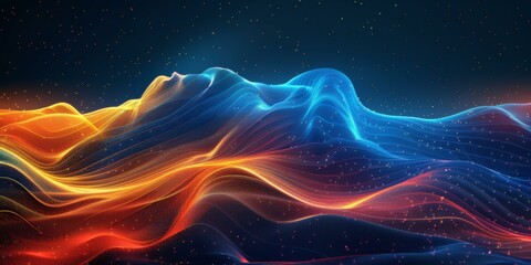 Abstract Colorful Dynamic Wave Landscape