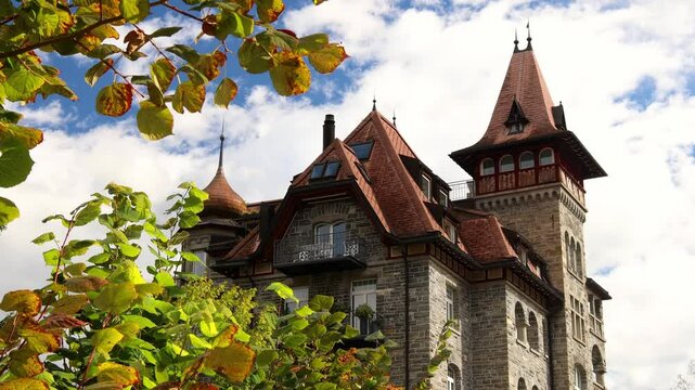 historic waldhaus in the swiss village of flims 4k 25fps video