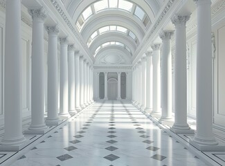 Naklejka premium Elegant White Columns Grand Hallway