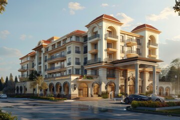 Fototapeta premium Luxury Architectural Design of a Multi-story Apartment Building Exterior