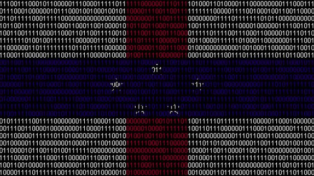 Binary code on flag of Netherlands Antilles. Program source code or Hacker concept on Netherlands Antilles flag. Netherlands Antilles digital technology security, hacking or programming