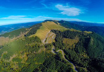 Landscape with the TransRarau road in the Rarau mountains - Romania