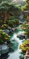 Fototapeta premium Peaceful Japanese Garden Zen Landscape