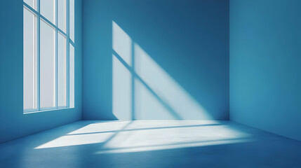 Fototapeta premium Blue Room with Window and Sunlight Illustration