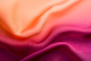 Obraz premium peach burgundy abstract wavy background. Silk satin fabric. gradient of peach and burgundy colors. Elegant, luxurious, rich. design