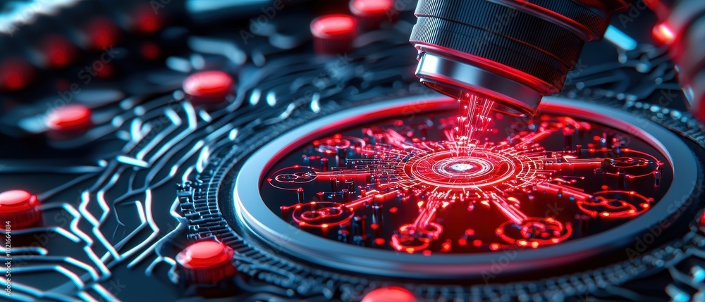 Aufkleber futuristic design with circuits and red elements