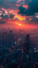 Fototapeta premium Cityscape Sunset Vivid Colors