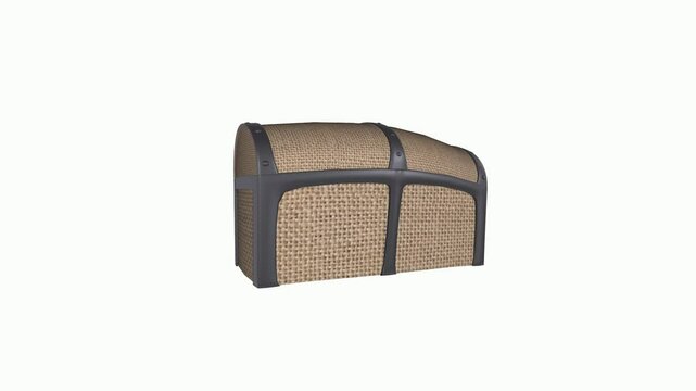 3D rendering of a decorative vintage treasure chest with woven details