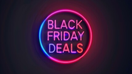 Multicolor 'BLACK FRIDAY DEALS' Neon Sign on an elegant Dark Background