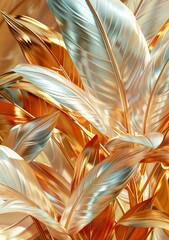 Abstract Gold and Silver Leaves Illustration