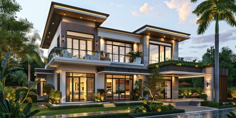Fototapeta premium Modern Luxurious House Exterior Design