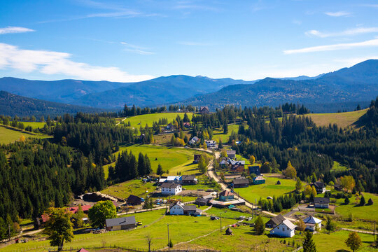Landscape from the Tihuta Pass - Romania. Piatra Fantanele village